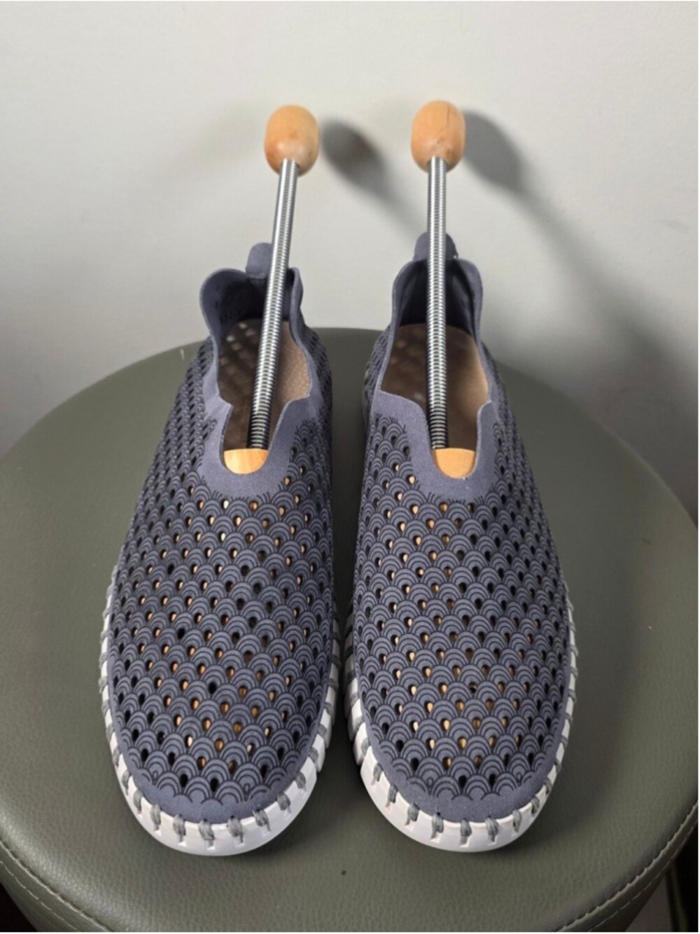 Ilse Jacobsen Hornbaek Tulip Slip On Shoes Grey Perforated Comfort Flats 9|39 - Picture 6 of 14